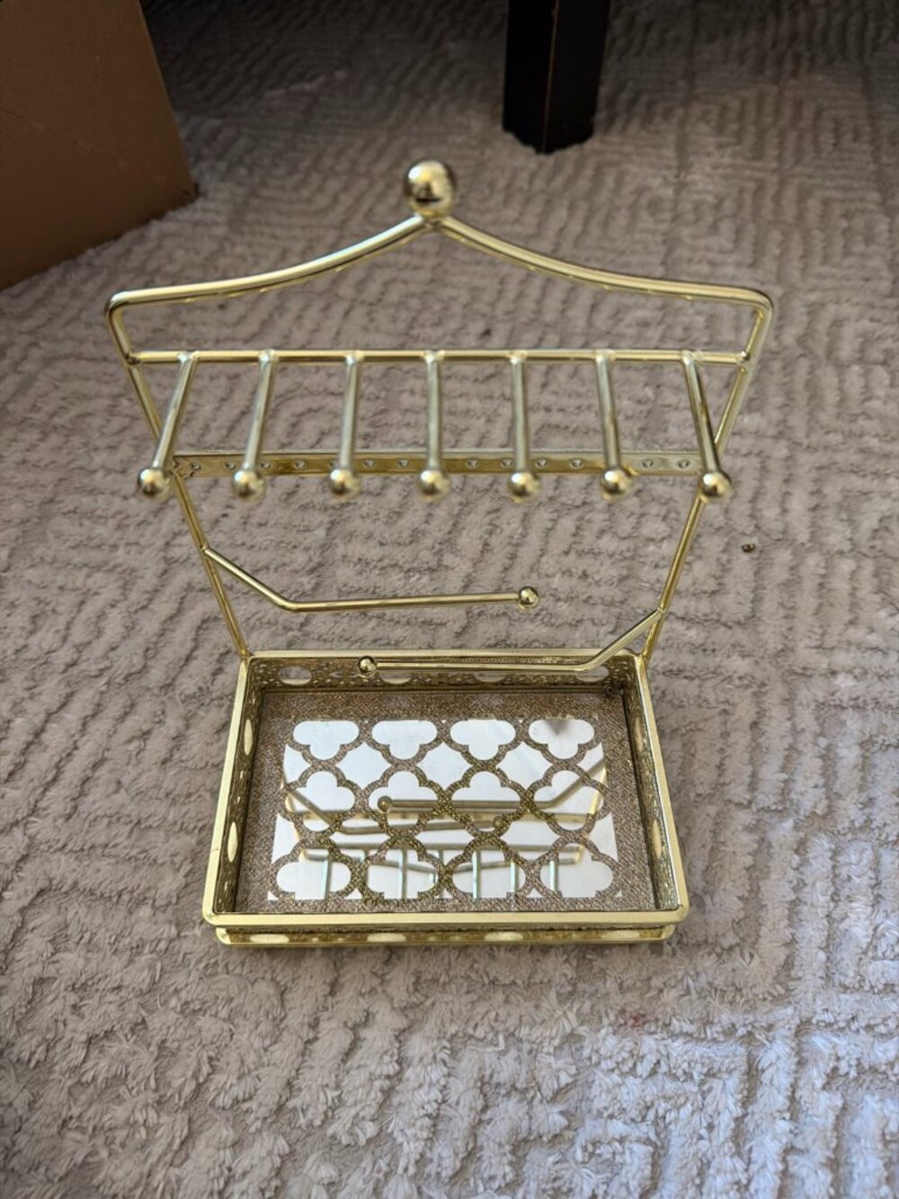 Vintage Gold Jewelry Holder Reconditioned Wall or Stand Organizer